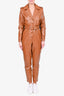 Ronny Kobo Brown Faux Leather Jumpsuit Size M