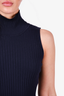 SEA New York Navy Blue Ribbed Knit Turtleneck Sleeveless Open Back Top Size M