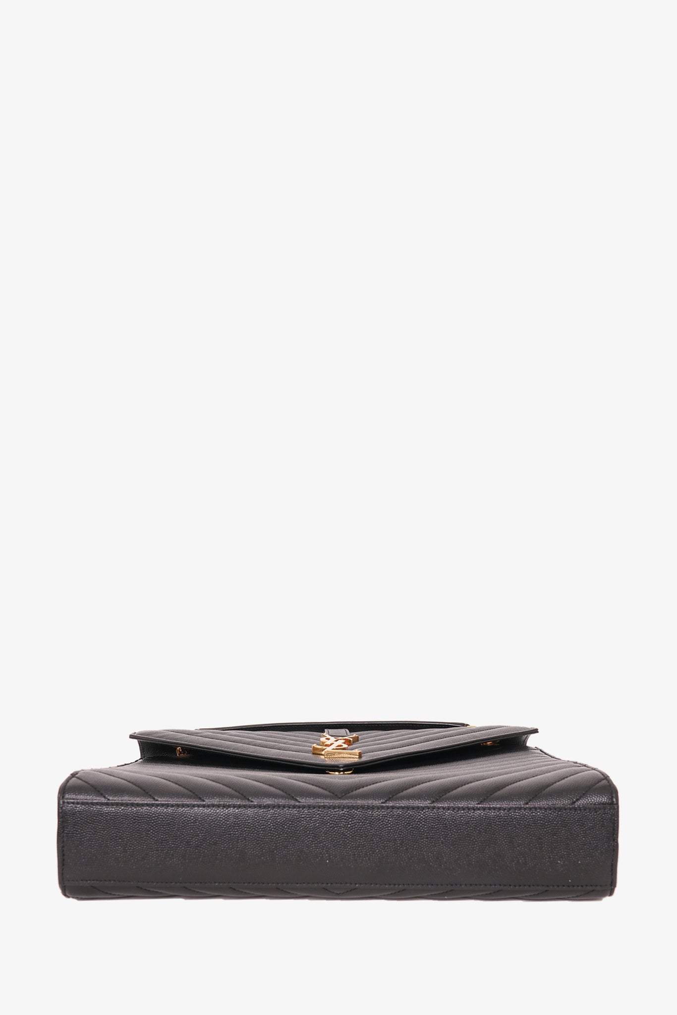 Saint Laurent Black Chevron Leather Large Envelope Bag GHW – Mine