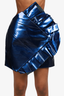 Saint Laurent Blue Patent Leather Pleated Mini Skirt Size 40