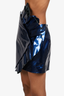 Saint Laurent Blue Patent Leather Pleated Mini Skirt Size 40