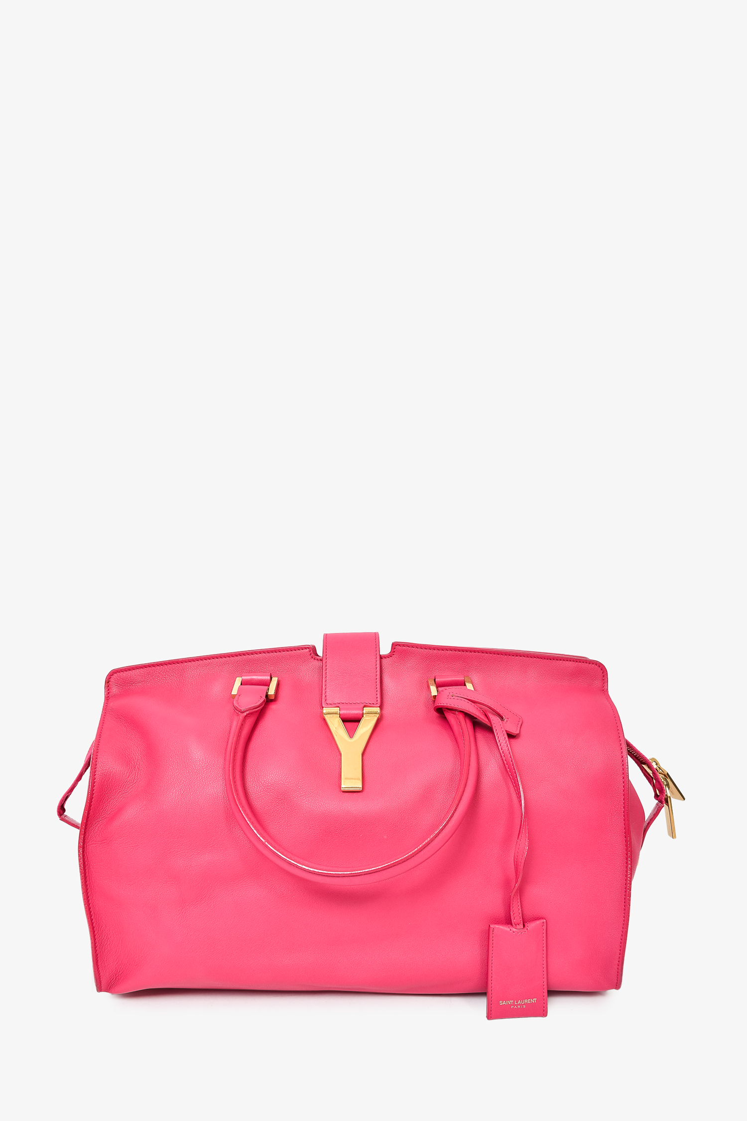 SAINT LAURENT Medium Cabas Y Leather Tote Pink Fuchsia