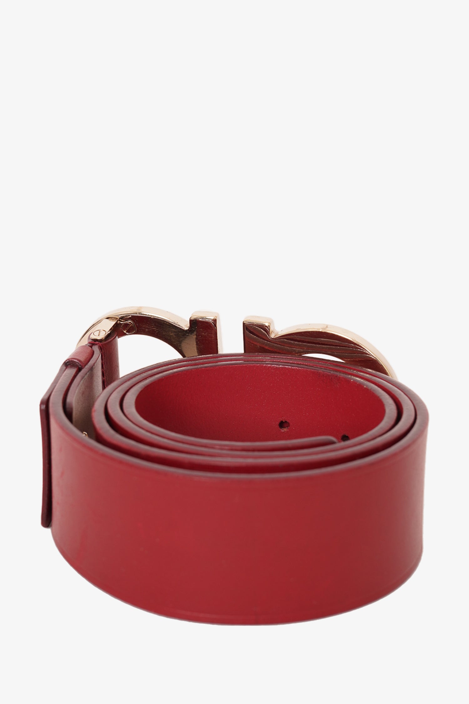 Ferragamo red and gold belt best sale