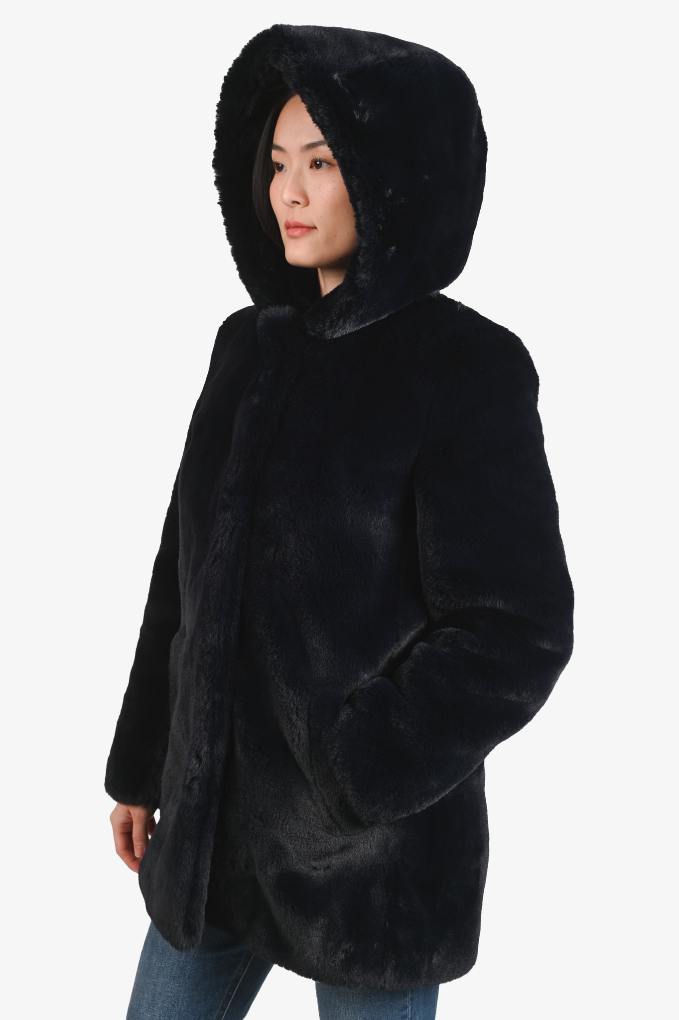 Sandro black fur on sale coat