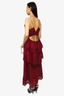 Self-Portrait Burgundy Lace Tie Back Maxi Dress Size 8