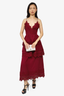 Self-Portrait Burgundy Lace Tie Back Maxi Dress Size 8