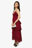 Self-Portrait Burgundy Lace Tie Back Maxi Dress Size 8