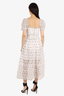 Self-Portrait White/Black Puff-Sleeve Daisy-Lace Midi Dress Size 2