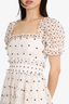 Self-Portrait White/Black Puff-Sleeve Daisy-Lace Midi Dress Size 2