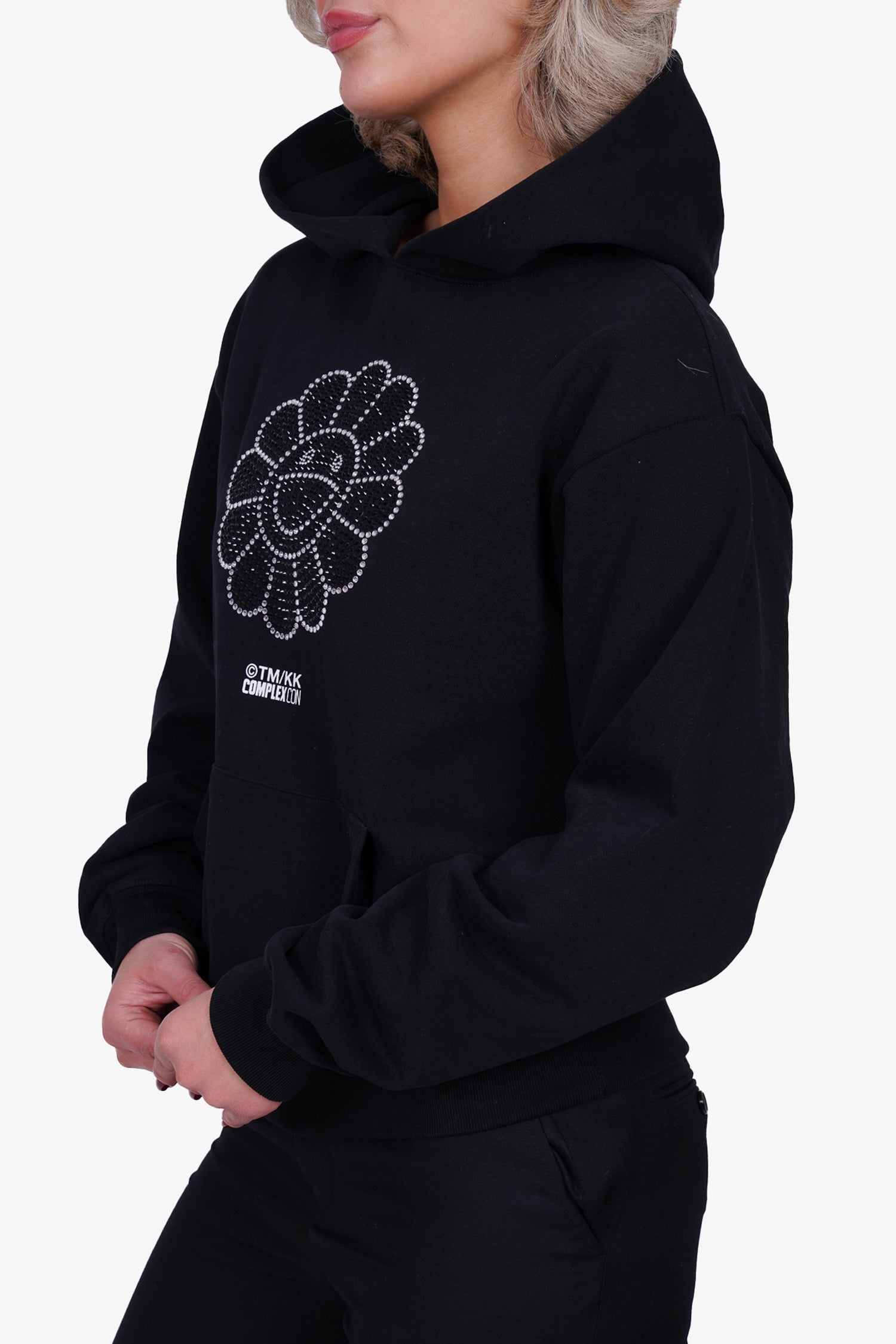 Takashi Murakami x ComplexCon 2019 Black Swarovski Crystal Flower Hoodie  Size S