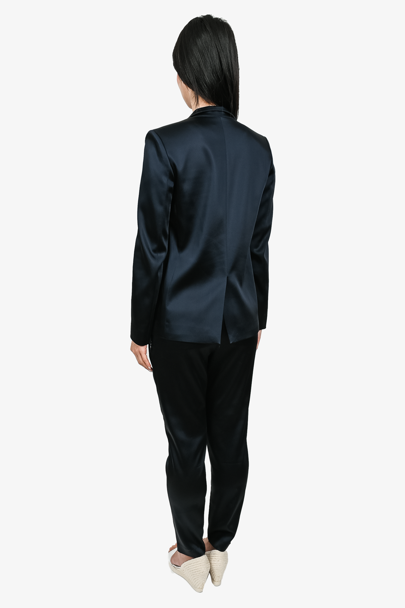 T by Alexander Wang Navy Satin Blazer + Trouser Set sz 2 – Mine