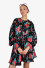 The Attico Black Floral Satin Mini Dress Size 40