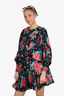The Attico Black Floral Satin Mini Dress Size 40