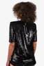 The Attico Black Sequin Padded Shoulder Top Size 38