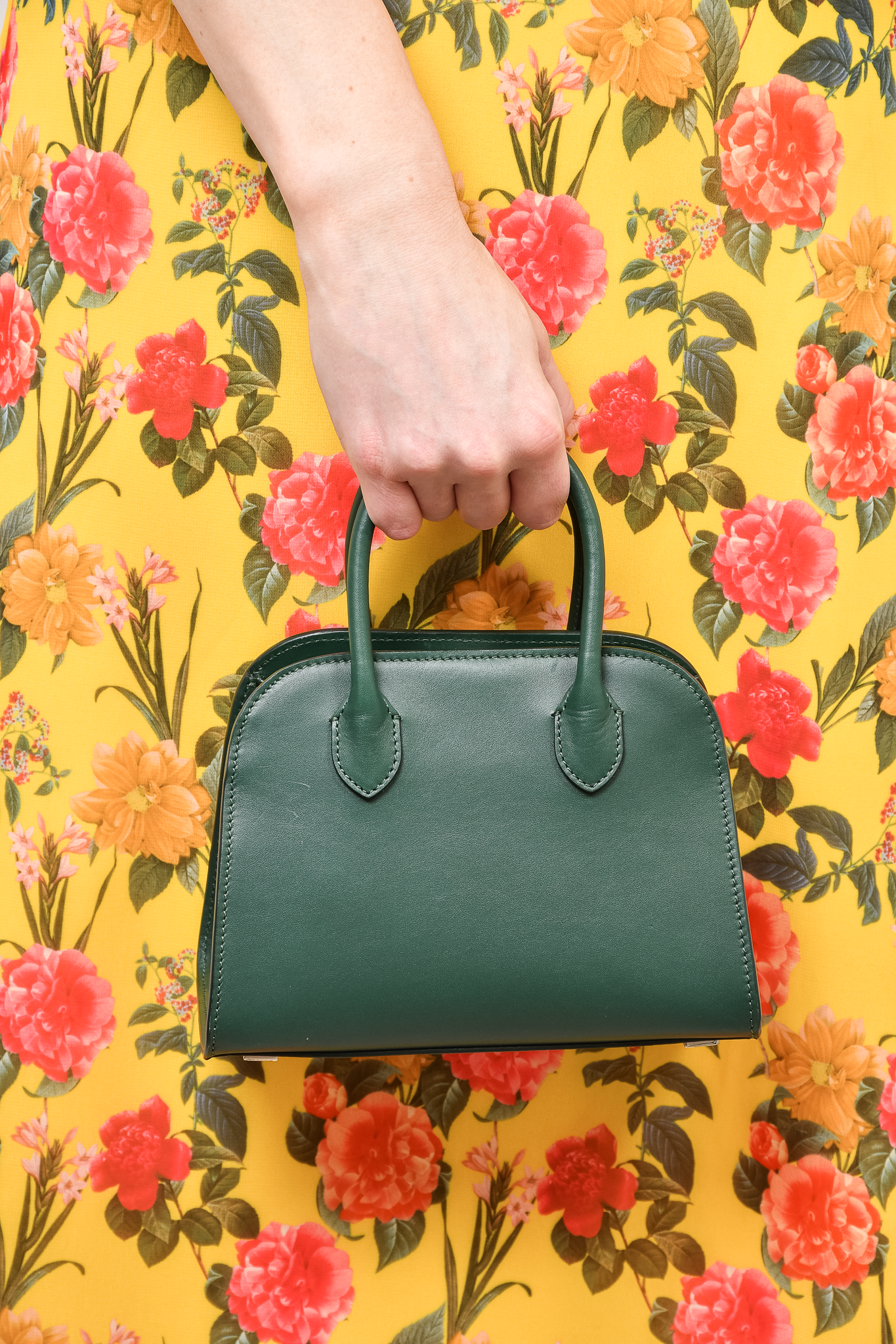 The Row Forest Green Margaux Mini 7.5 Top Handle Bag