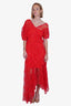 Thornton Bregazzi Red Lace Ruffle Gown with Slip Size M