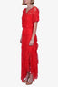 Thornton Bregazzi Red Lace Ruffle Gown with Slip Size M