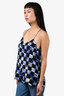 Tibi Blue/Black Checkerboard Silk Tank Top Size 6