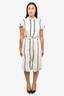 Tibi White Striped Button-Down Short Sleeve Dress Size XS