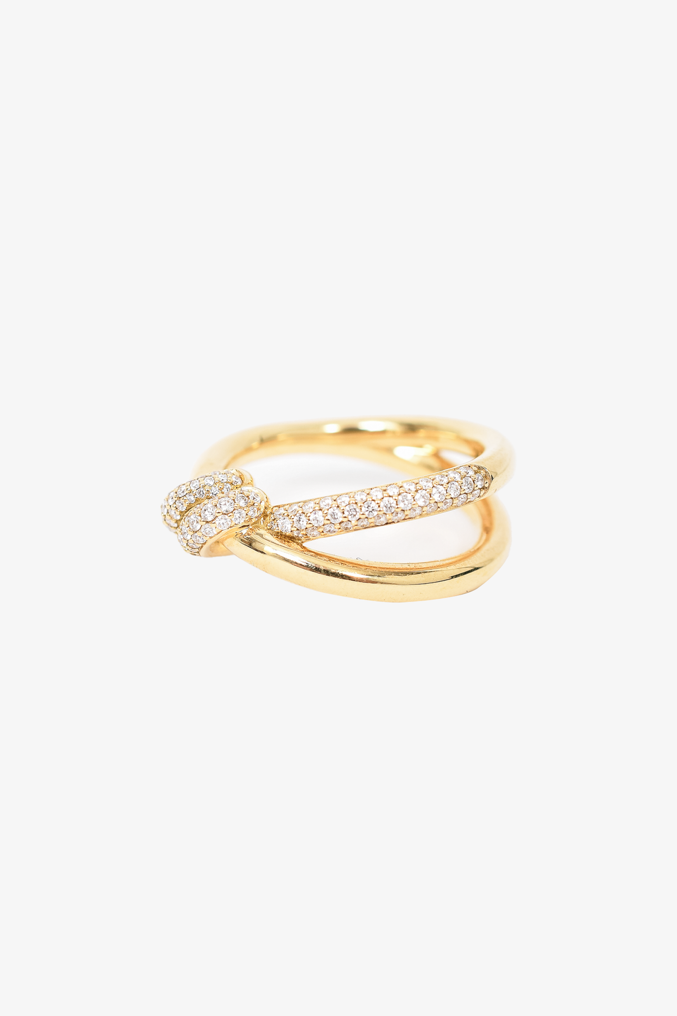 Tiffany Knot Double Row Ring in Yellow Gold with Diamonds, Size: 6 1/2