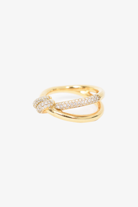 Tiffany Knot Double Row Ring in Yellow Gold with Diamonds
