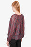 Ulla Johnson Red/Grey Silk Patterned L/S Top Size 4