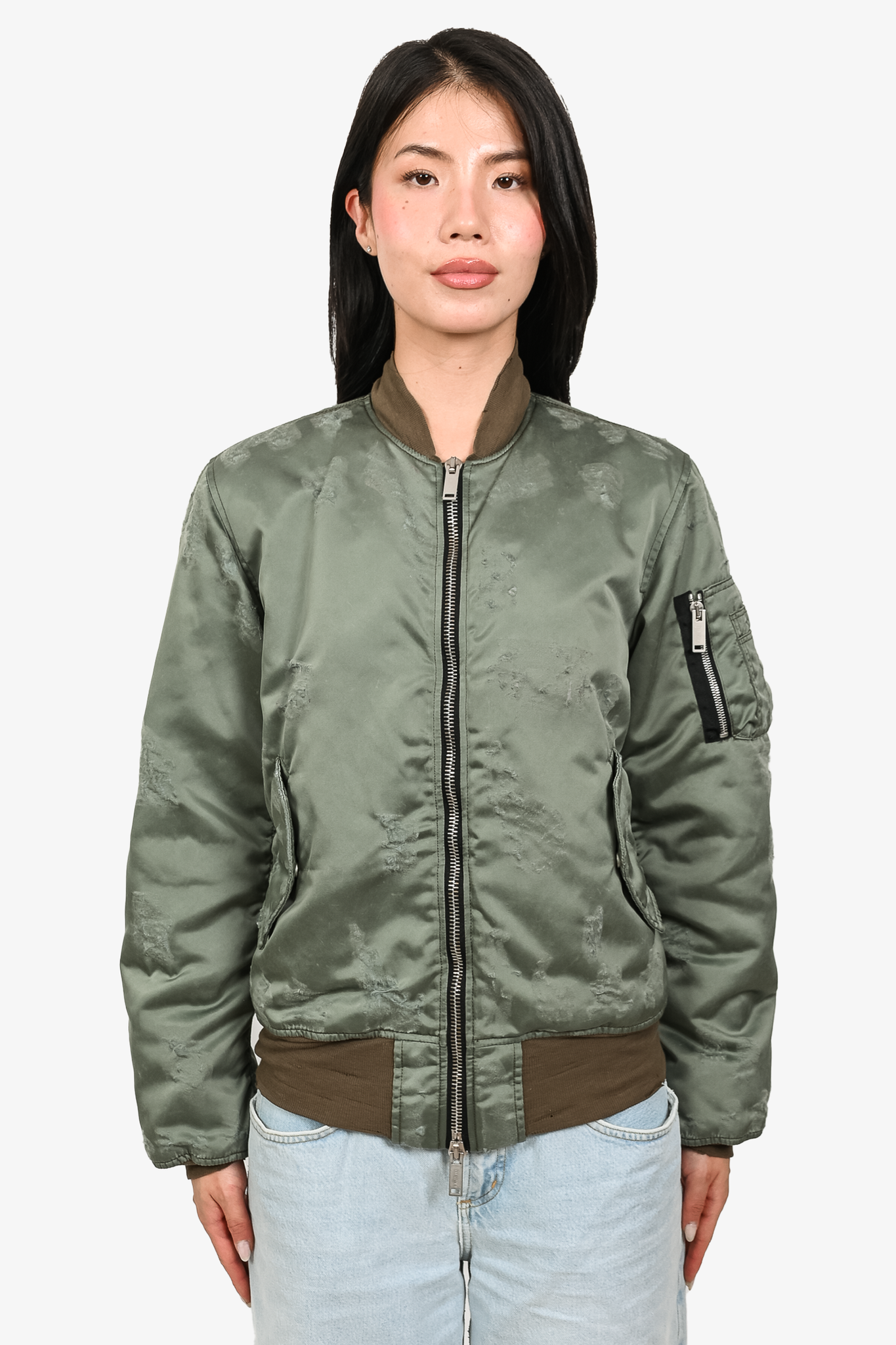 Unravel Project Green Distressed Bomber Jacket – Mine & Yours