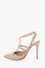 Valentino Beige Patent Leather Rockstud Cage Heels Size 39