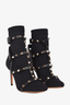 Valentino Black Cage Rockstud Sock Heeled Boots Size 37.5