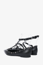 Valentino Black Leather Cage Rockstud Flats Size 39