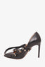 Valentino Black Leather Rockstud Belted Heels Size 37