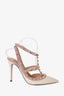 Valentino Cream/Taupe Patent Leather Rockstud Cage Heels Size 38