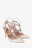 Valentino Cream/Taupe Patent Leather Rockstud Cage Heels Size 38