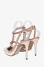 Valentino Cream/Taupe Patent Leather Rockstud Cage Heels Size 38