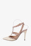 Valentino Cream/Taupe Patent Leather Rockstud Cage Heels Size 38