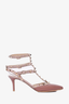 Valentino Dusty Rose/Blush Pink Leather Rockstud Cage Kitten Heels Size 39