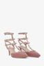 Valentino Dusty Rose/Blush Pink Leather Rockstud Cage Kitten Heels Size 39