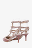 Valentino Dusty Rose/Blush Pink Leather Rockstud Cage Kitten Heels Size 39