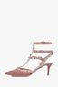 Valentino Dusty Rose/Blush Pink Leather Rockstud Cage Kitten Heels Size 39