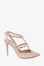 Valentino Dusty Rose Grained Leather Gold Rockstud Cage Heels Size 38.5