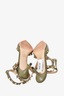 Valentino Green Leather Rockstud Cage Heels Size 37.5