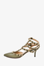 Valentino Green Leather Rockstud Cage Heels Size 37.5