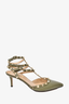 Valentino Green Leather Rockstud Cage Heels Size 37.5