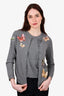 Valentino Grey Cashmere/Virgin Wool Butterfly Embellished Cardigan + Sleeveless Top Set Size L