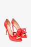 Valentino Red Patent Leather Bow Peep Toe Heels Size 40