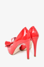 Valentino Red Patent Leather Bow Peep Toe Heels Size 40