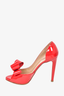 Valentino Red Patent Leather Bow Peep Toe Heels Size 40