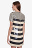 Veronica Beard Black/White Striped Sequin Mini Dress Size 2