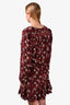 Veronica Beard Burgundy Printed Silk Buttoned Dress Size 12