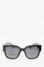 Versace Black Square Frame Polarized Sunglasses w/ Gold Medusa Sides